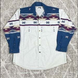 45. VINTAGE EXPRESS RIDER Mens Western Button Down